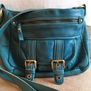 Teal leather bag, Anthropologie